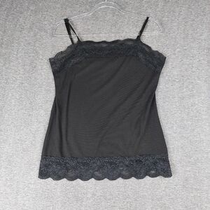 CATO WOMENS Y2K BLACK WITCHY WHIMSIGOTH FAIRY GRUNGE LACE TRIM CAMI SIZE M